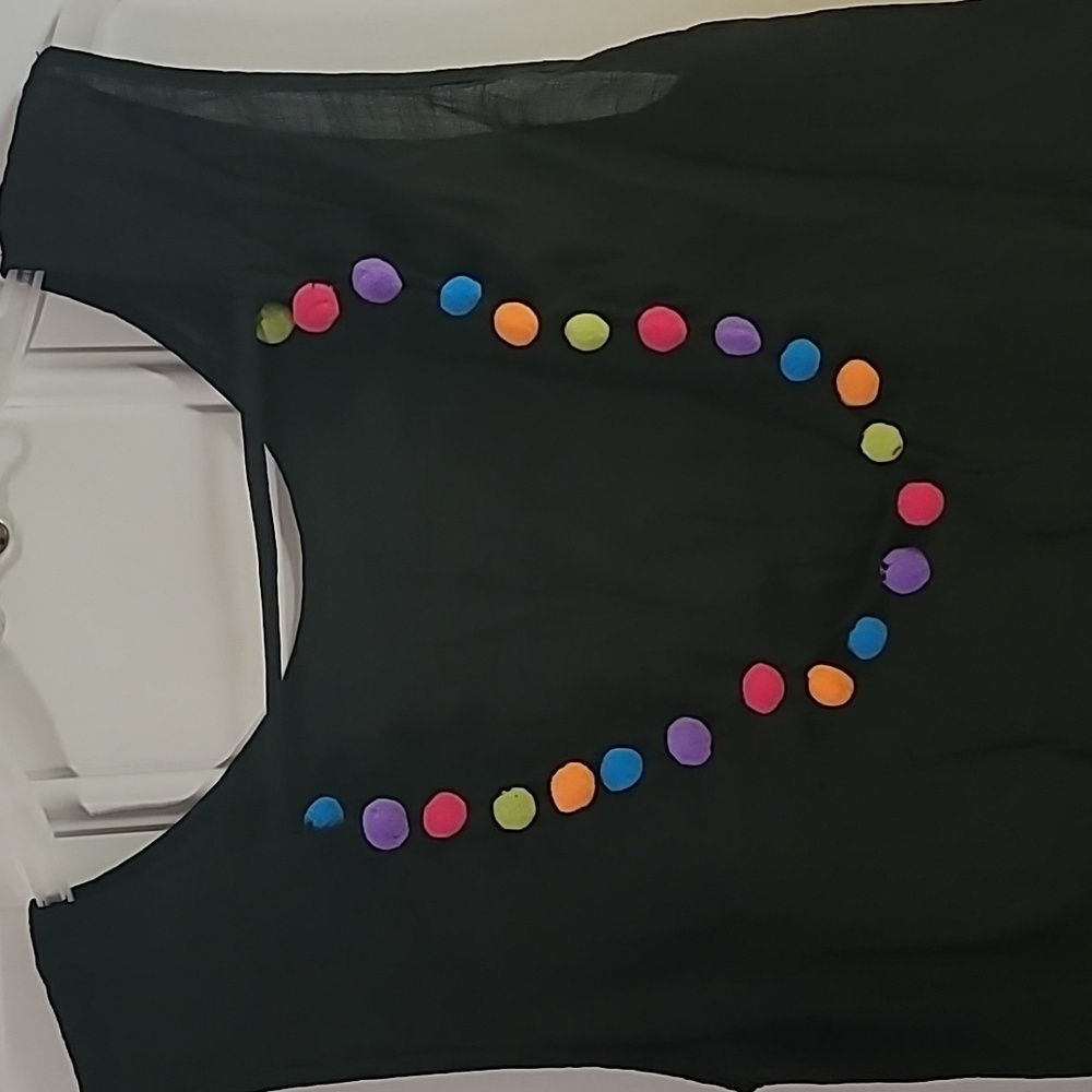 Cupshe Black Cover-Up with Colorful Pom-Poms - Picture 6 of 8